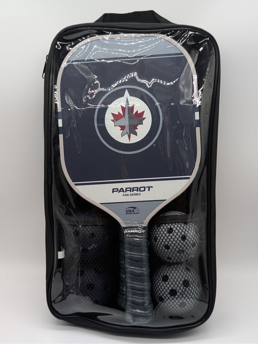 Parrot Paddle Winnipeg Jets Pickleball Paddle USAPA Approved + 4 Balls